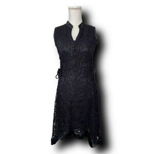 Vintage Whimsigoth Mandarin Collar Dress with Corset Lace Sides